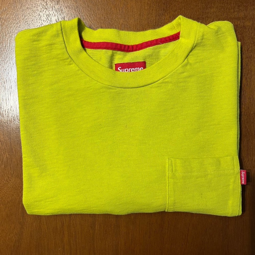Supreme Men's Lime Green Pocket Short Sleeve T-Shirt Size XL